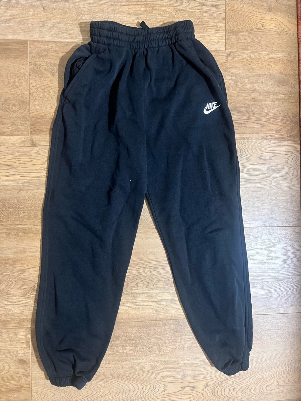 Nike Black Youth Fleece Joggers with White Swoosh